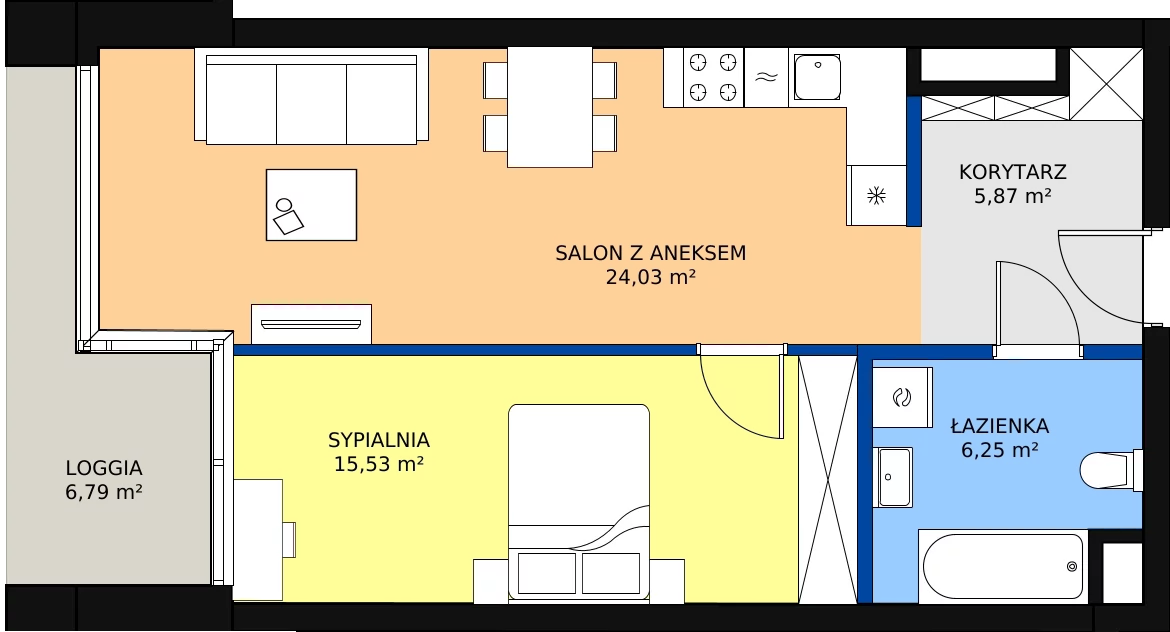 Zalety mieszkania 51.68 m², B.C088