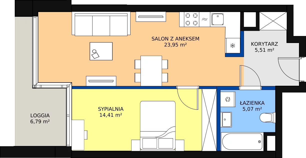 Zalety mieszkania 48.94 m², B.C091