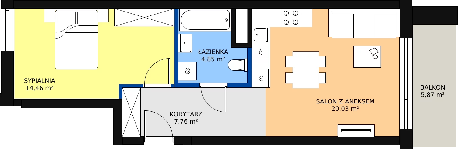 Zalety mieszkania 47.1 m², B.C093