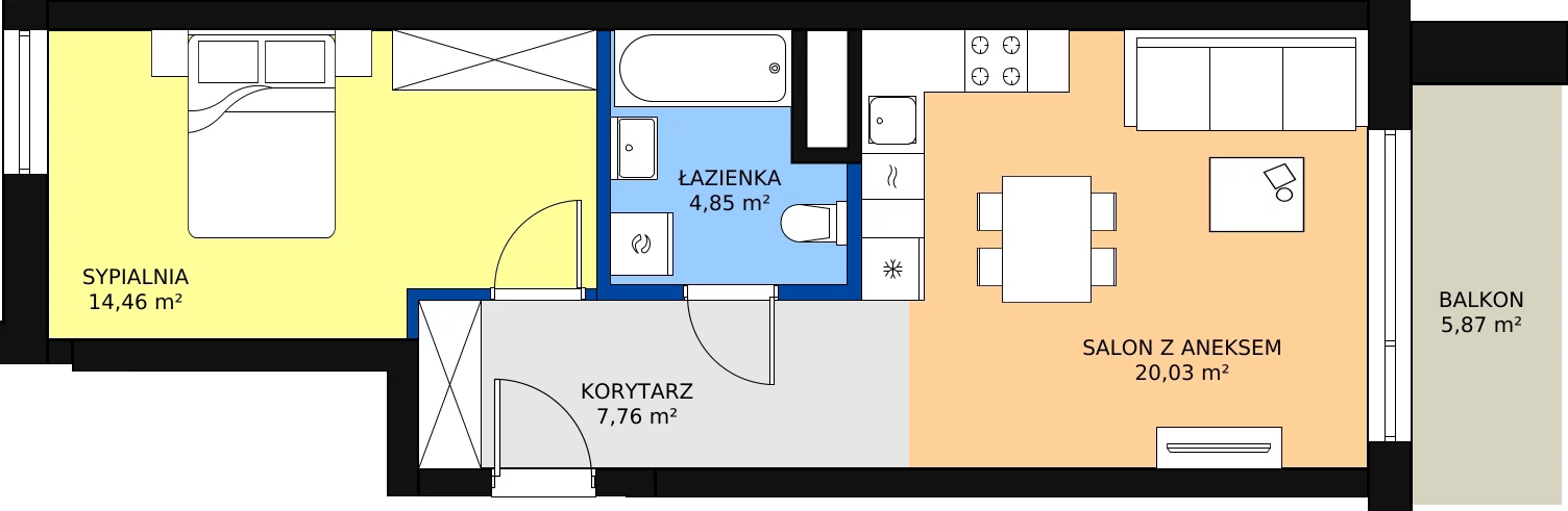 Zalety mieszkania 47.1 m², B.C101