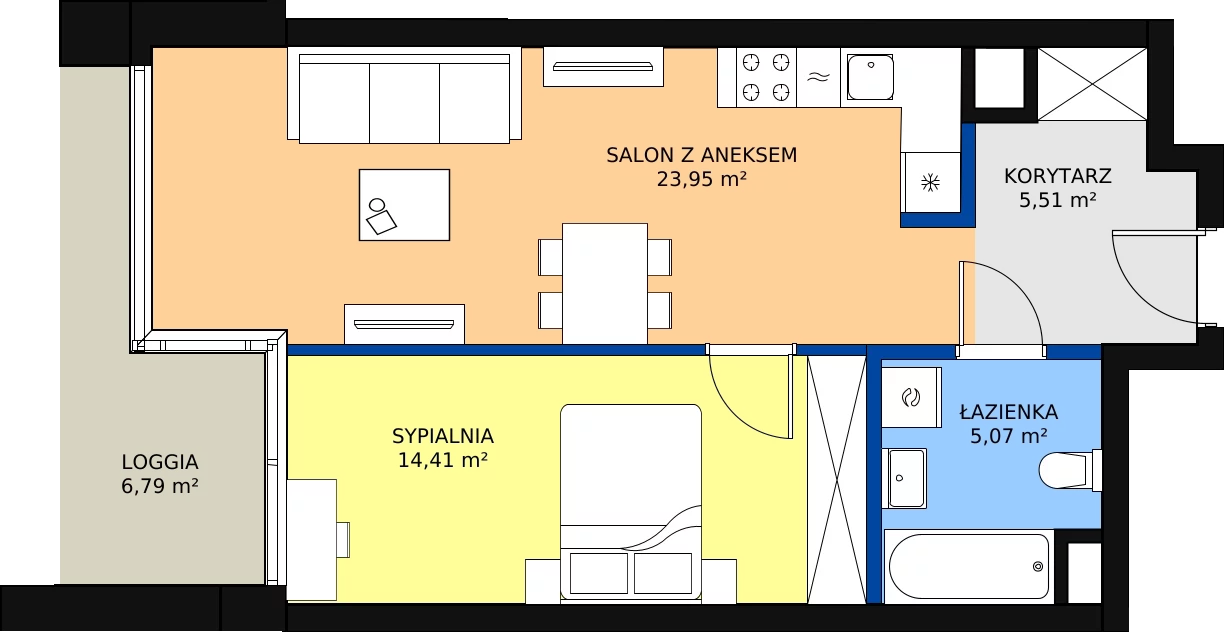 Zalety mieszkania 48.94 m², B.C103