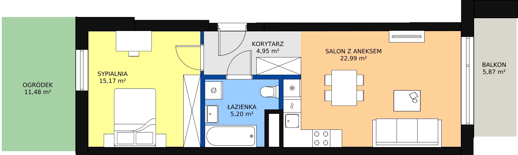 Zalety mieszkania 48.31 m², B.D108