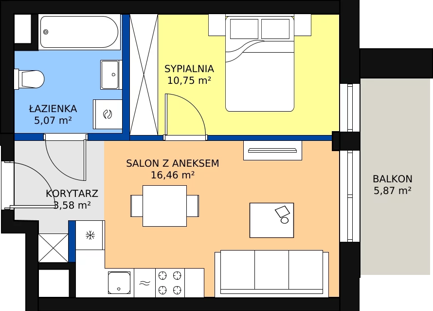 Zalety mieszkania 35.86 m², B.D110
