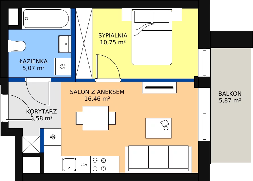 Zalety mieszkania 35.86 m², B.E126