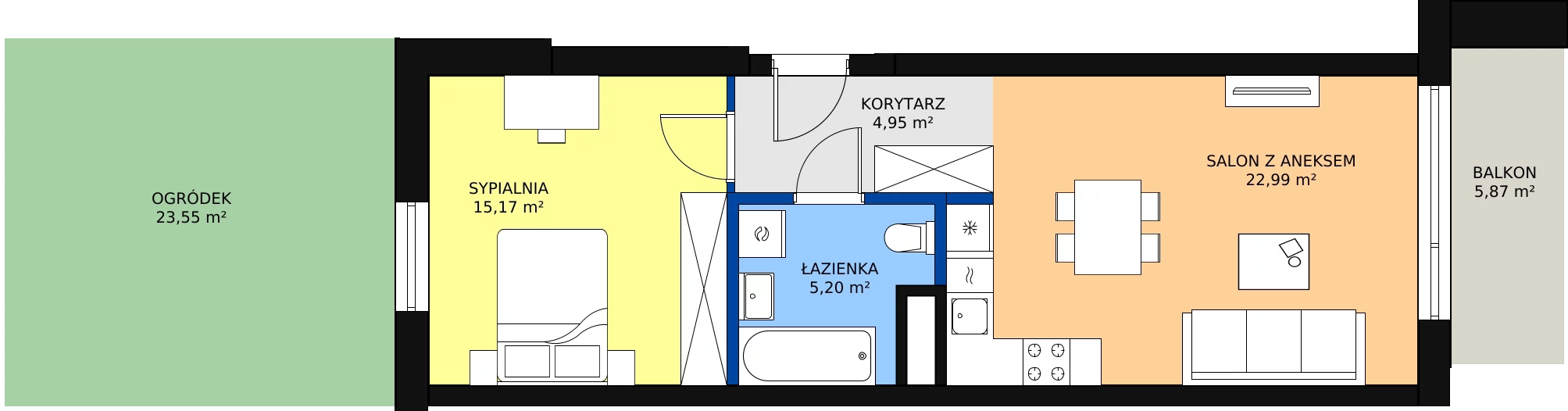 Zalety mieszkania 48.31 m², B.E128