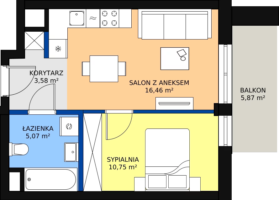 Zalety mieszkania 35.86 m², B.E131