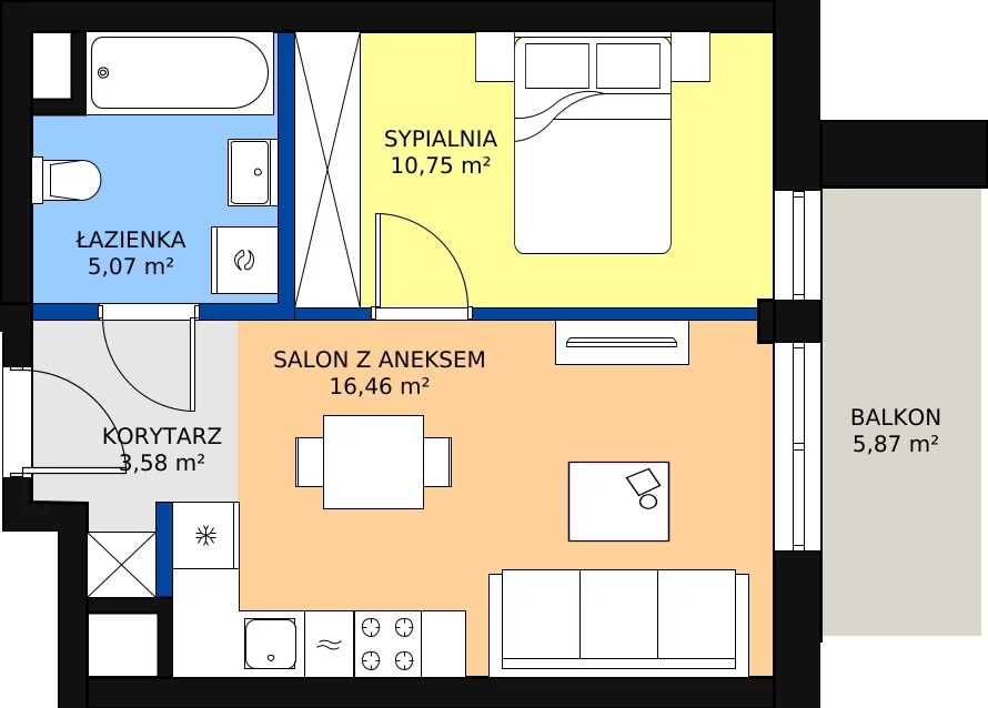 Zalety mieszkania 35.86 m², B.E138