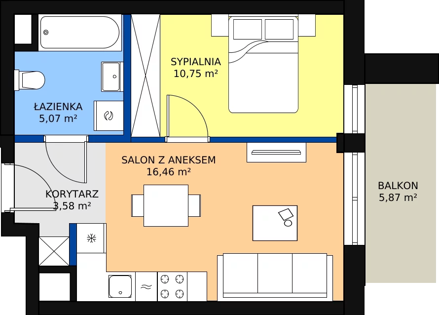 Zalety mieszkania 35.86 m², B.E142