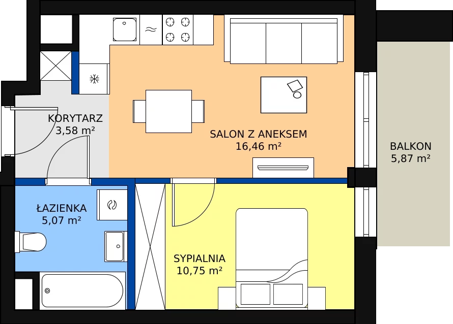 Zalety mieszkania 35.86 m², B.E143