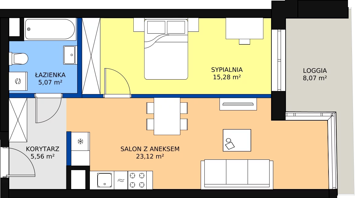 Zalety mieszkania 49.03 m², B.F147
