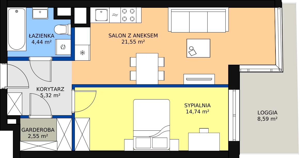 Zalety mieszkania 48.6 m², B.F148