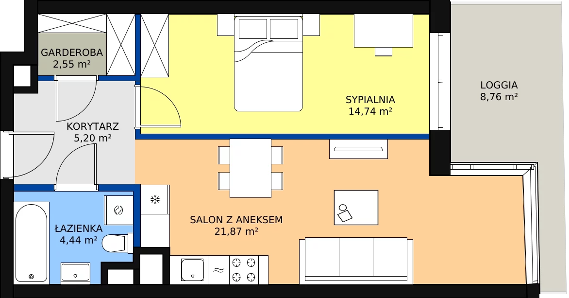 Zalety mieszkania 48.8 m², B.F149