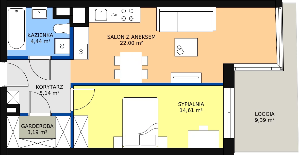 Zalety mieszkania 49.38 m², B.F150