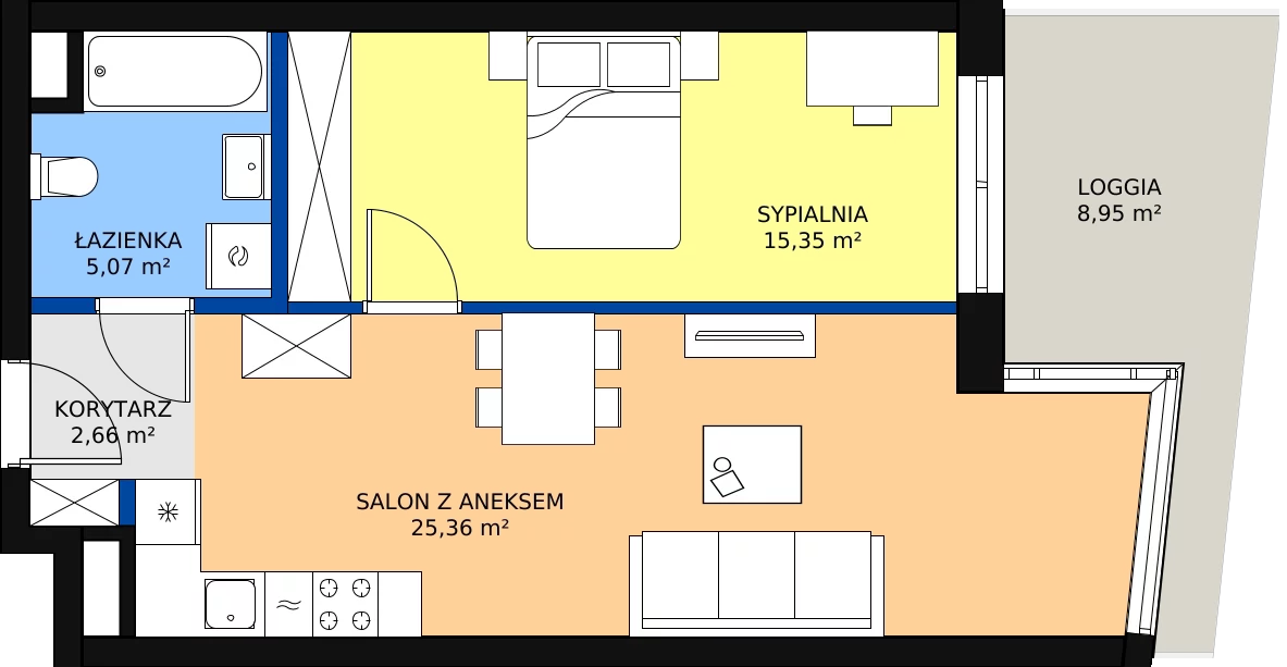 Zalety mieszkania 48.44 m², B.F151