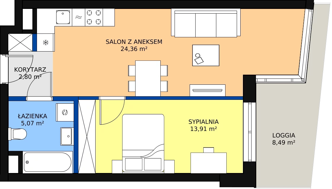 Zalety mieszkania 46.14 m², B.F152
