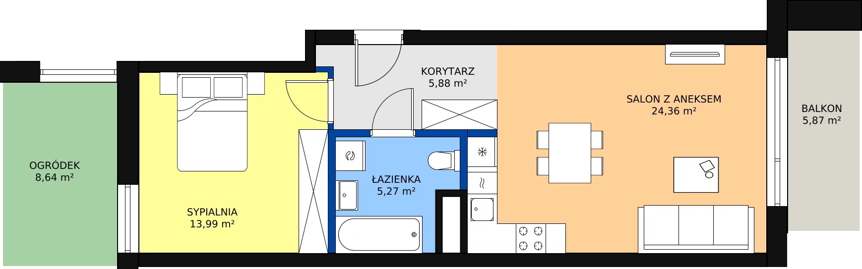 Zalety mieszkania 49.5 m², B.F154