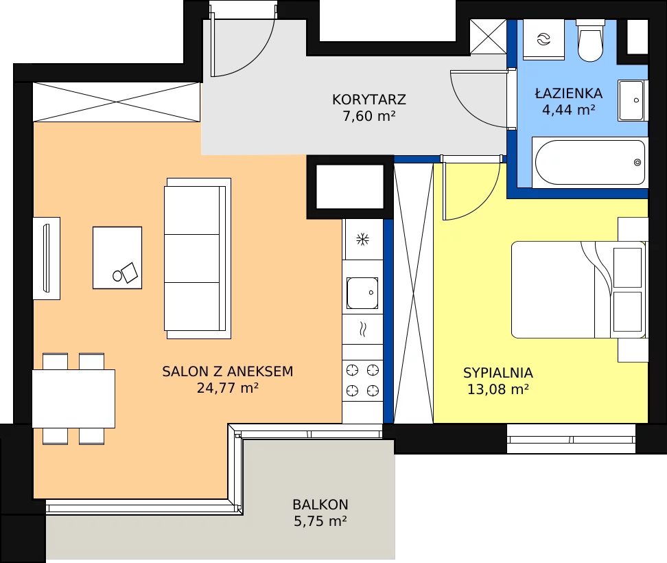 Zalety mieszkania 49.89 m², B.F165