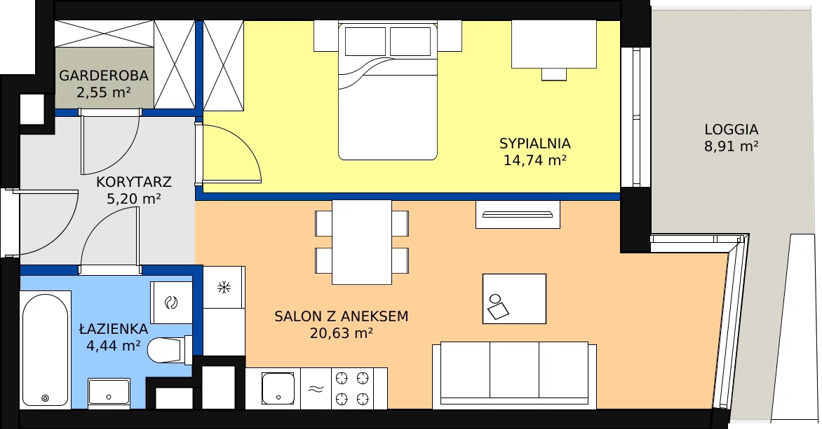 Zalety mieszkania 47.56 m², B.F170