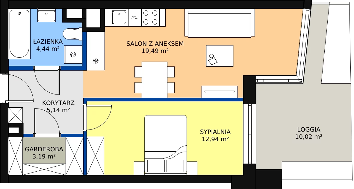 Zalety mieszkania 45.2 m², B.F171