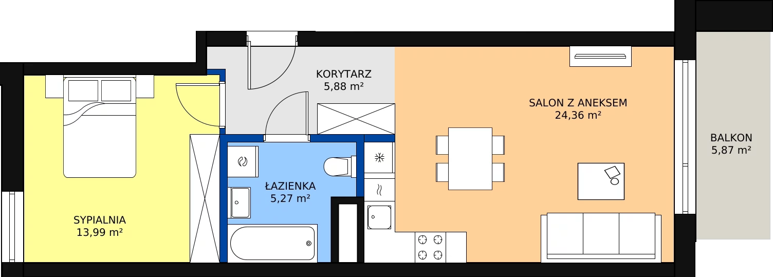 Zalety mieszkania 49.5 m², B.F175