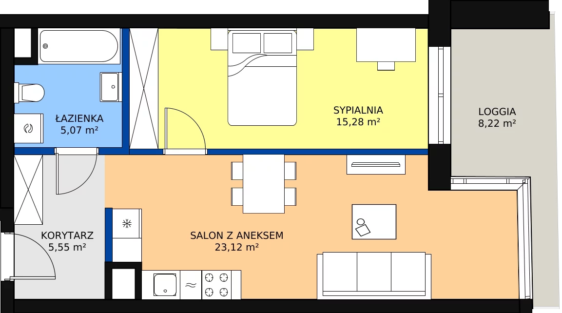 Zalety mieszkania 49.02 m², B.F179