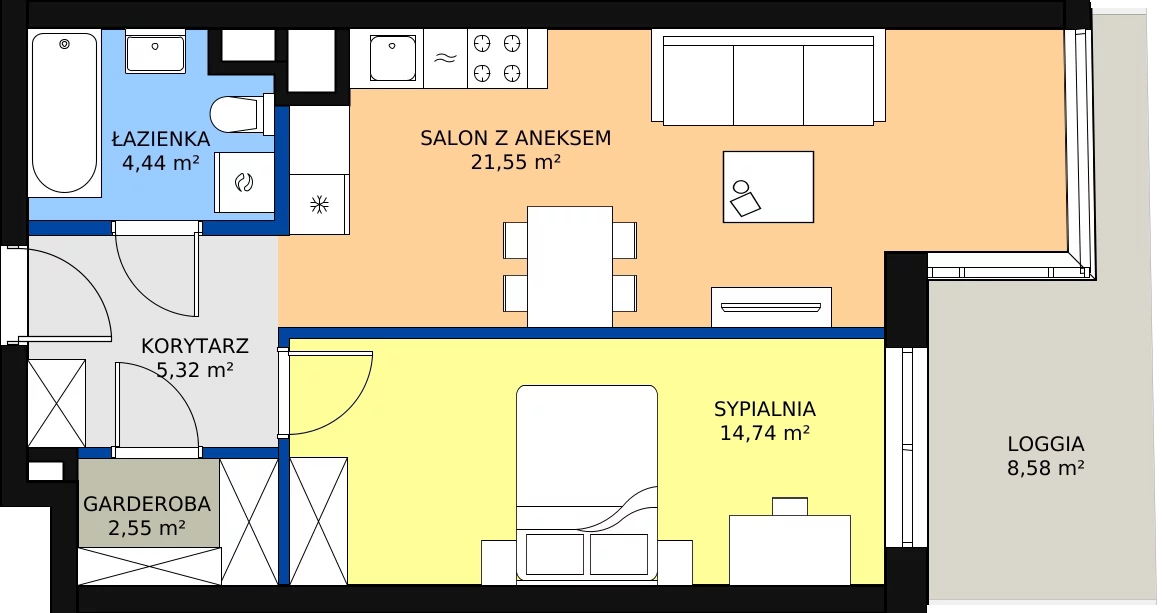 Zalety mieszkania 48.6 m², B.F180