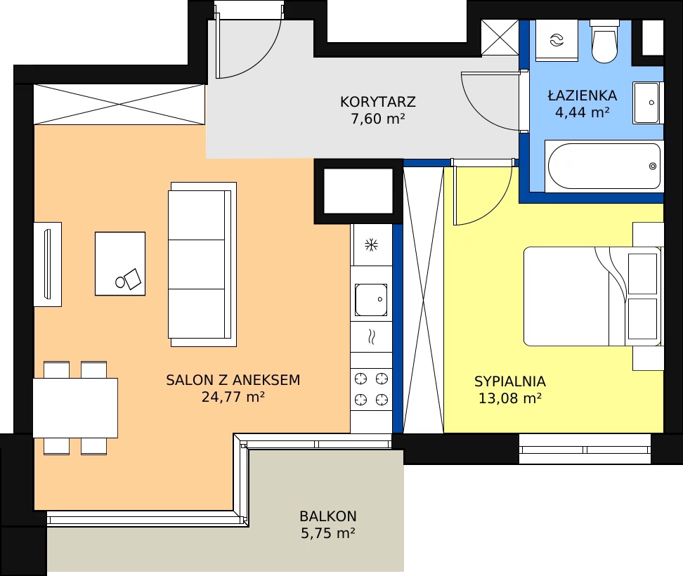 Zalety mieszkania 49.89 m², B.F187
