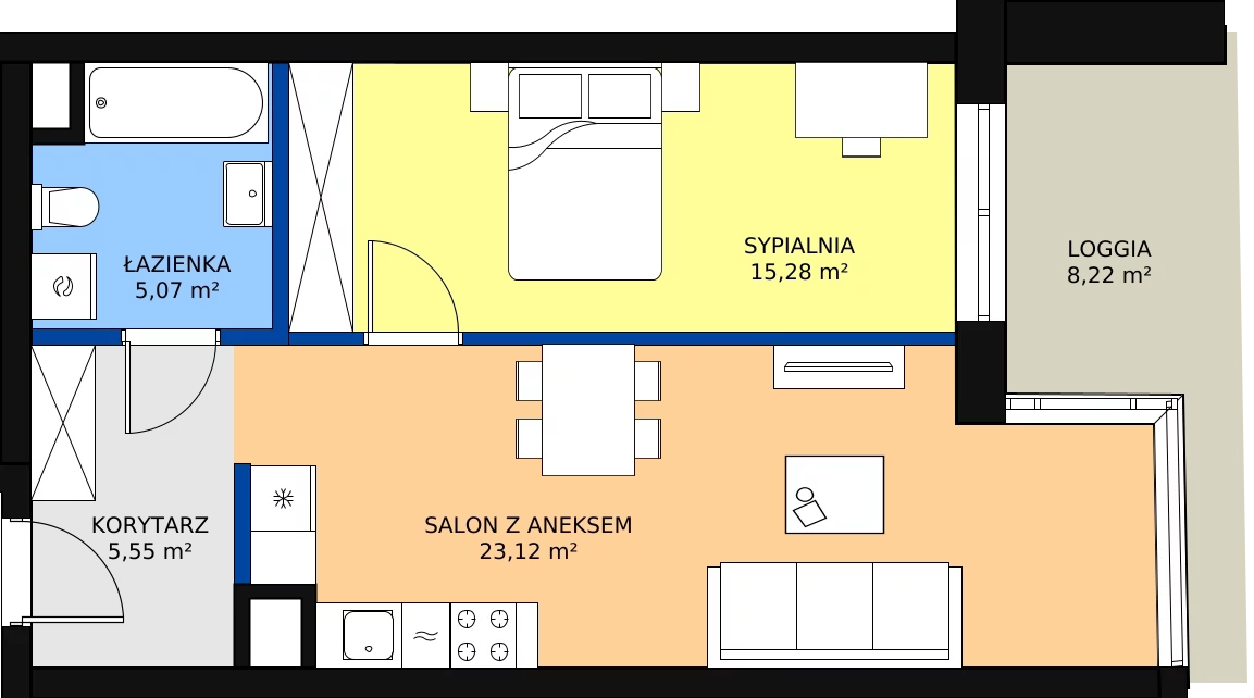 Zalety mieszkania 45.03 m², B.F190