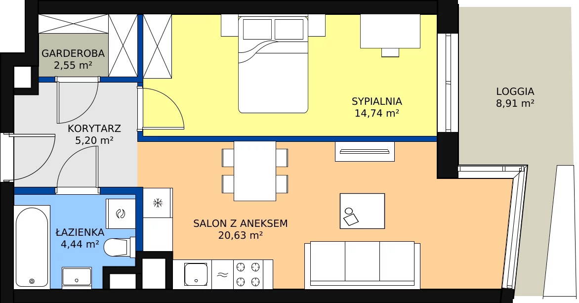 Zalety mieszkania 42.98 m², B.F192