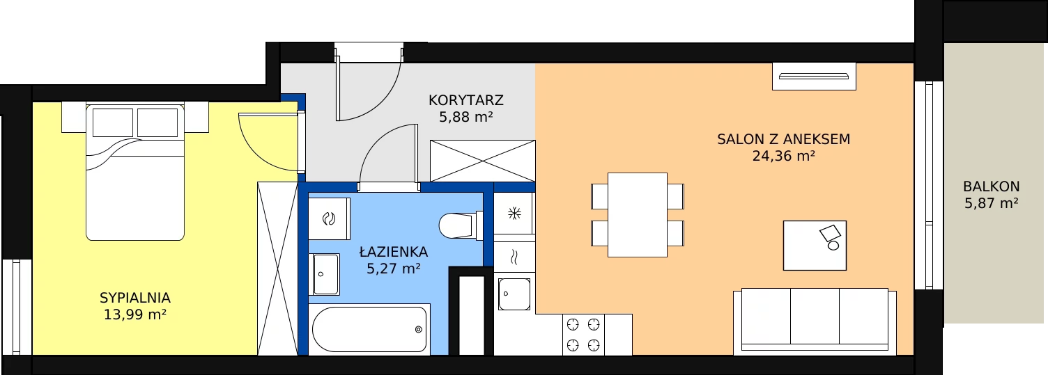 Zalety mieszkania 49.5 m², B.F197