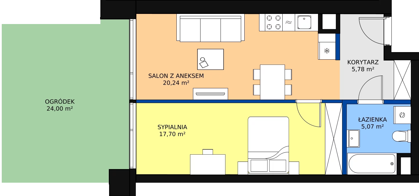 Zalety mieszkania 48.79 m², B.G208