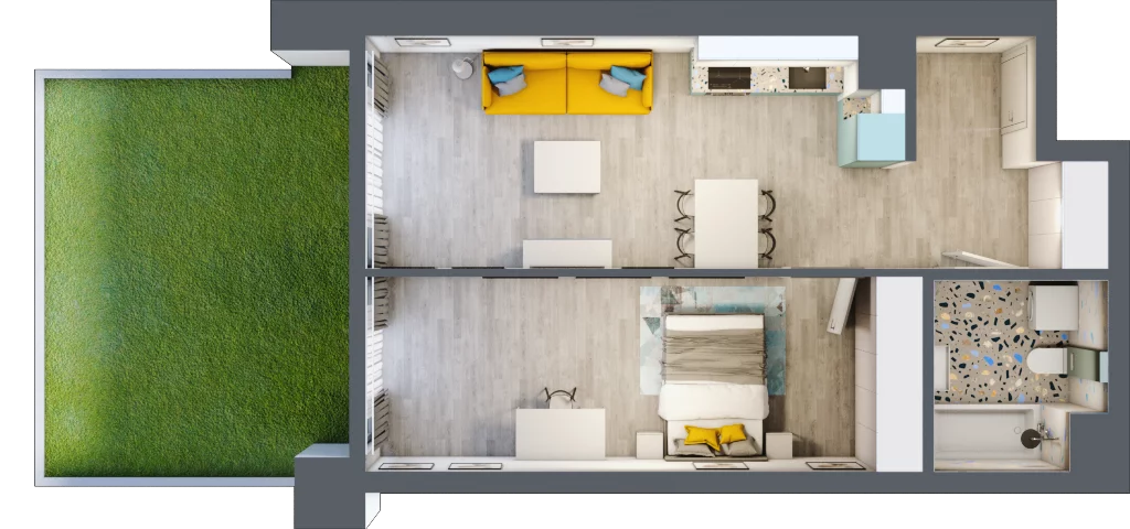2 pokoje, mieszkanie 48,79 m², piętro 1, oferta nr B.G208, Miasto Polskich Mistrzów Olimpijskich - Paryż, Mysiadło, ul. Olimpijska
