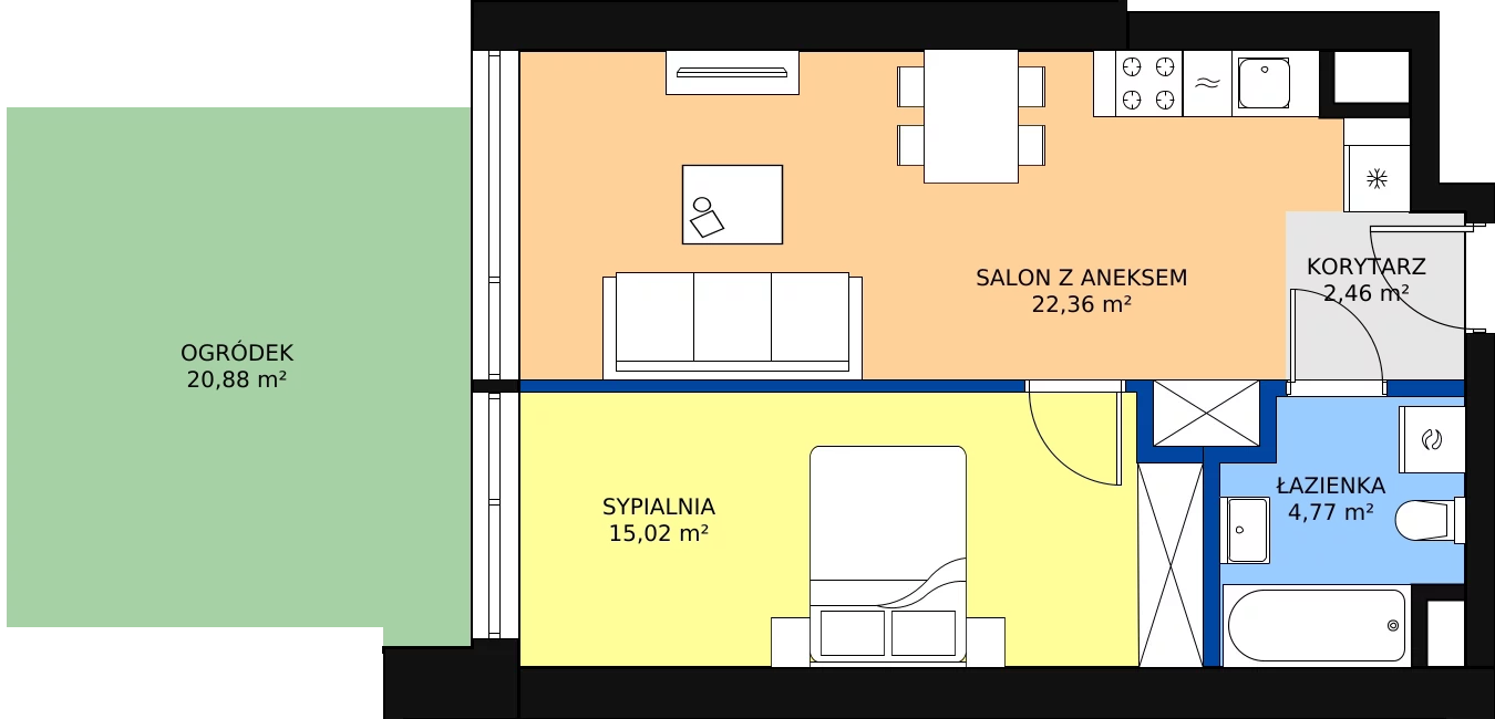 Zalety mieszkania 44.61 m², B.G209