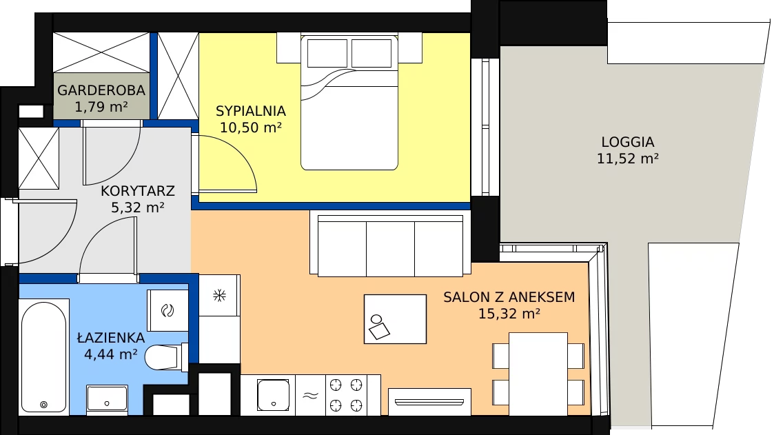Zalety mieszkania 43.82 m², B.G215