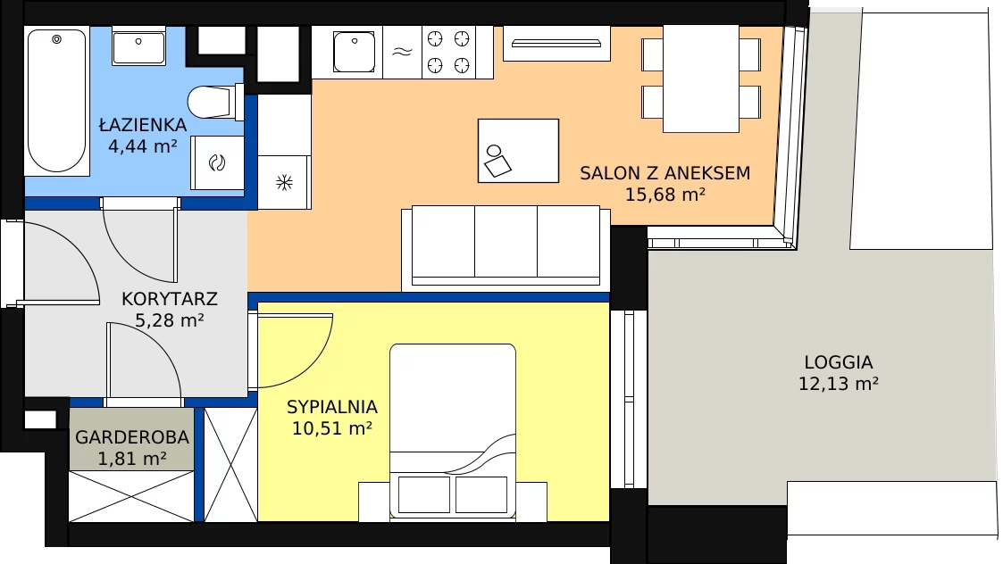 Zalety mieszkania 37.72 m², B.G225