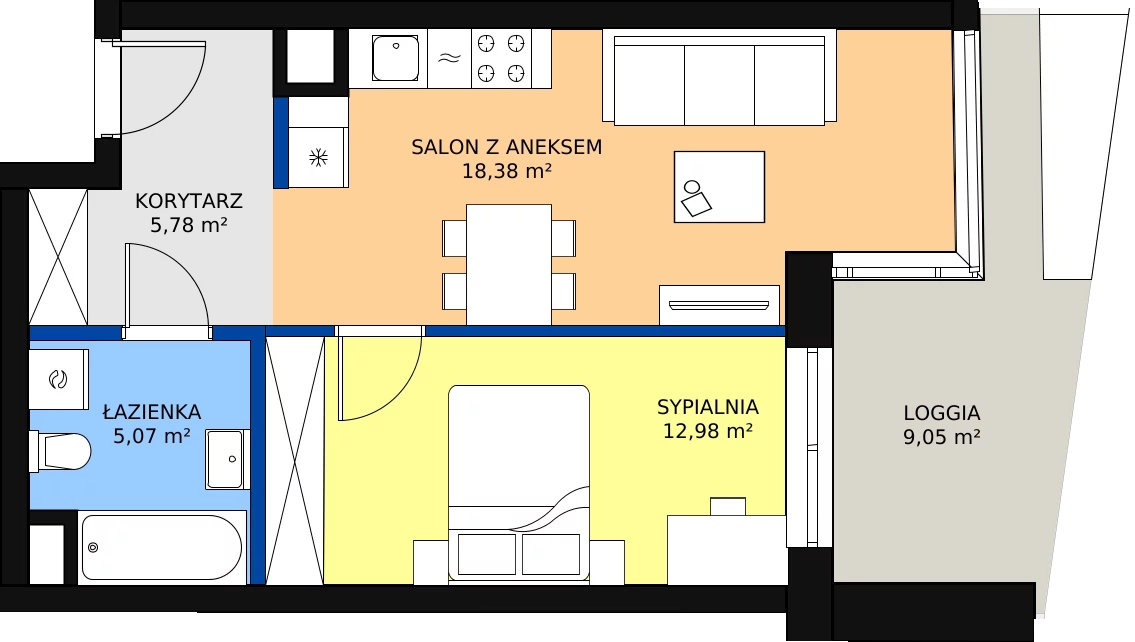 Zalety mieszkania 42.21 m², B.G238