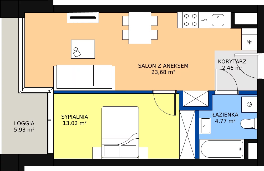 Zalety mieszkania 43.37 m², B.G240