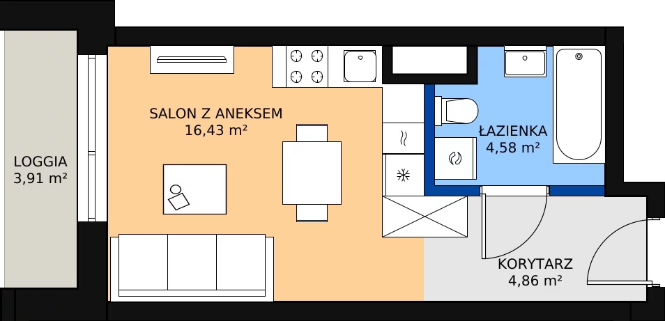 Zalety mieszkania 25.87 m², B.G242