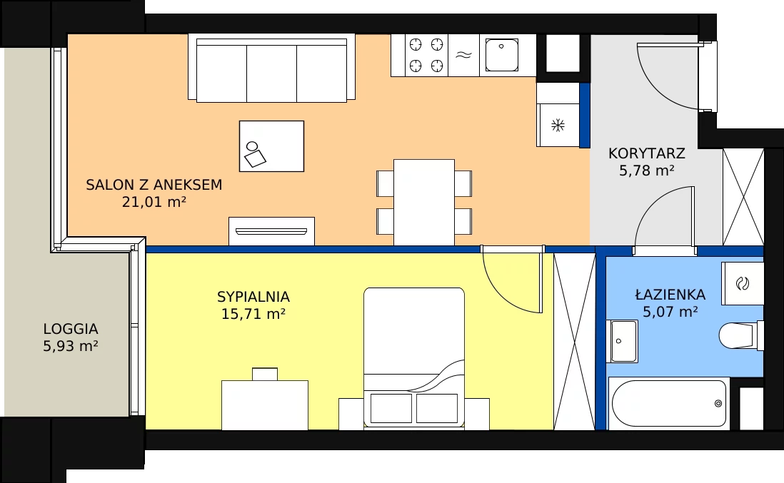 Zalety mieszkania 47.57 m², B.G250