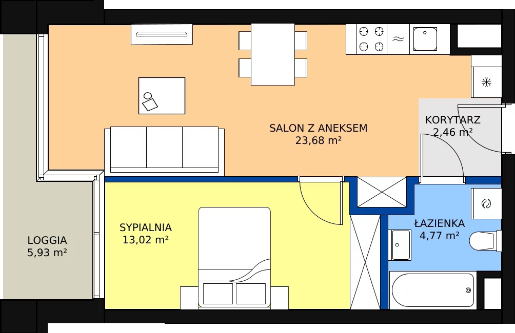 Zalety mieszkania 43.37 m², B.G251