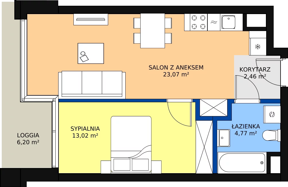 Zalety mieszkania 43.37 m², B.G252