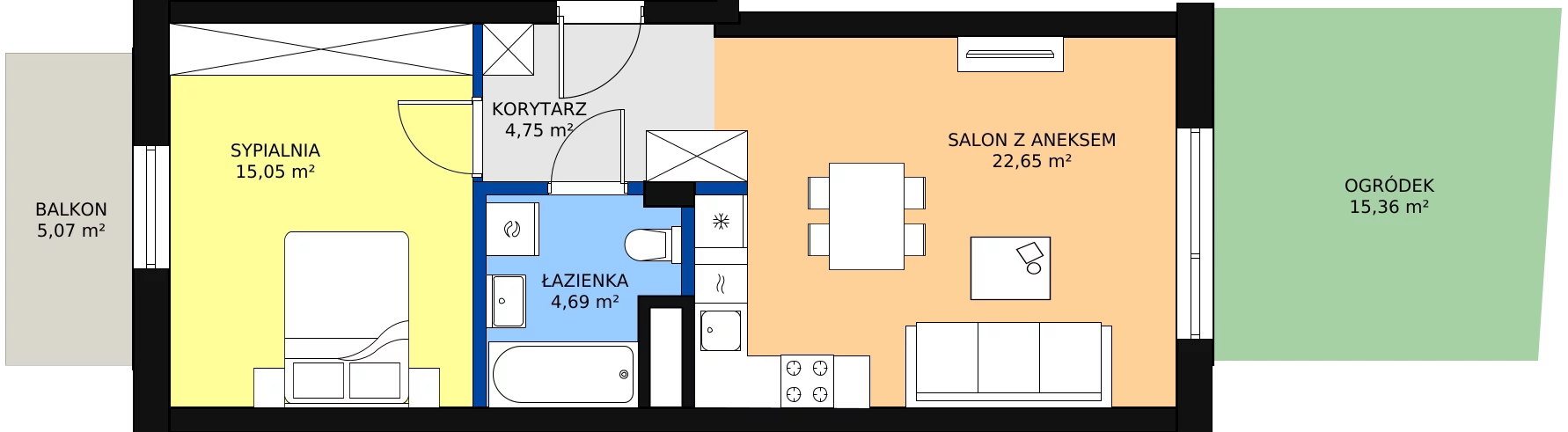 Zalety mieszkania 47.14 m², B.I273