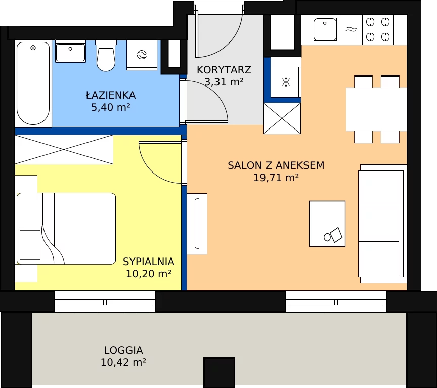 Zalety mieszkania 38.62 m², B.I278