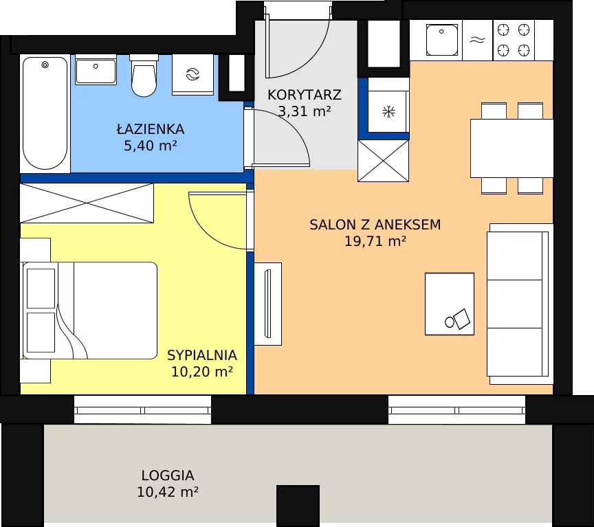 Zalety mieszkania 38.62 m², B.I281