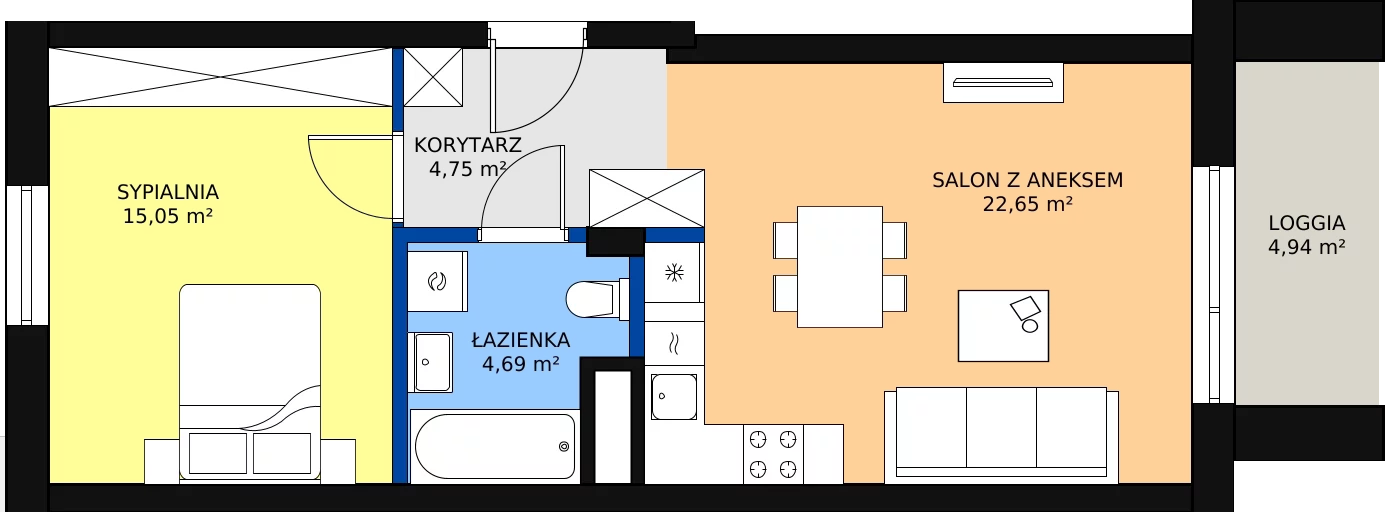 Zalety mieszkania 47.14 m², B.I282