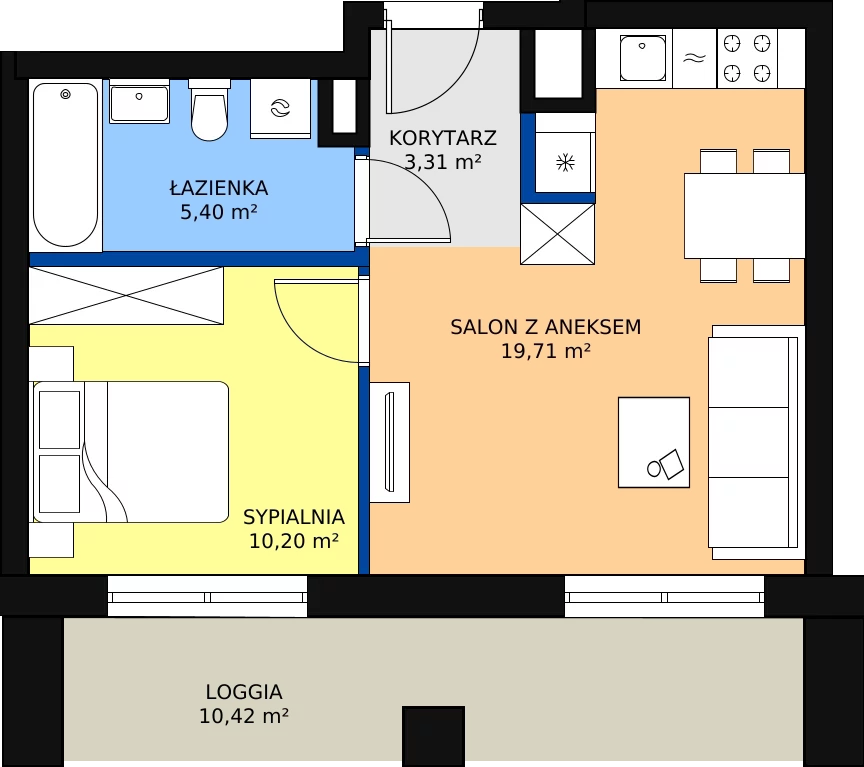 Zalety mieszkania 38.62 m², B.I284