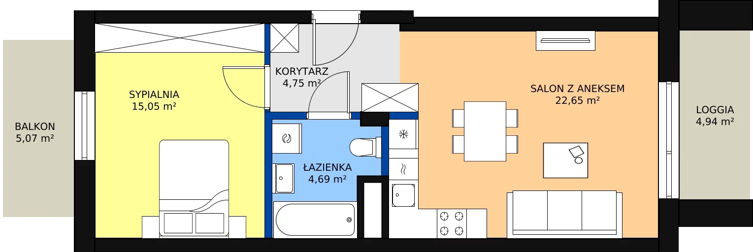 Zalety mieszkania 47.14 m², B.I285