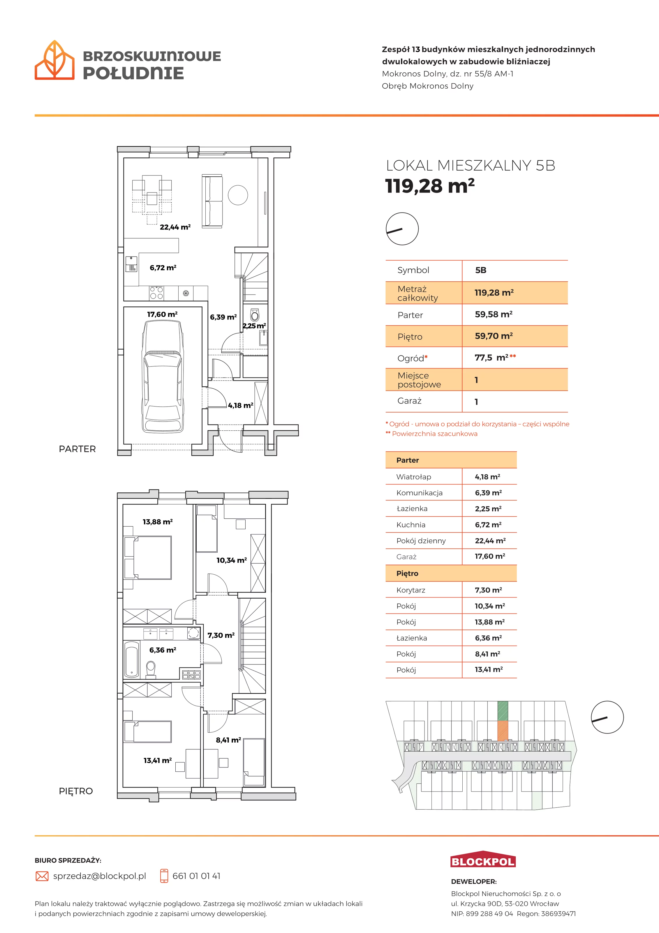 Dom 119,28 m², oferta nr 5B, Brzoskwiniowe Południe, Mokronos Dolny, ul. Brzoskwiniowa