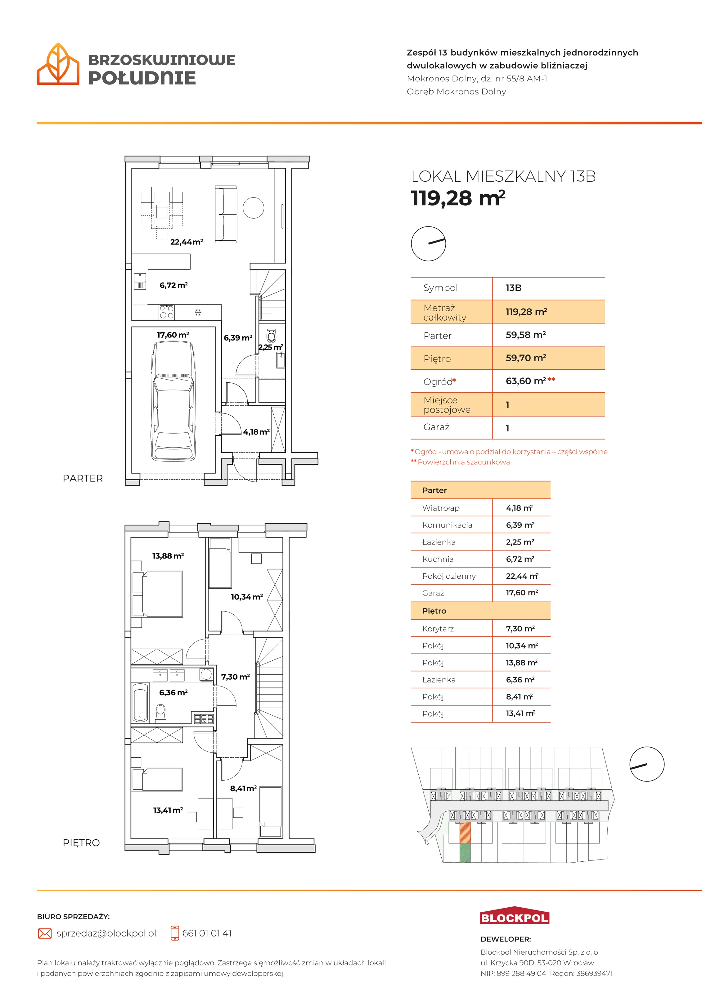 Dom 119,28 m², oferta nr 13B, Brzoskwiniowe Południe, Mokronos Dolny, ul. Brzoskwiniowa