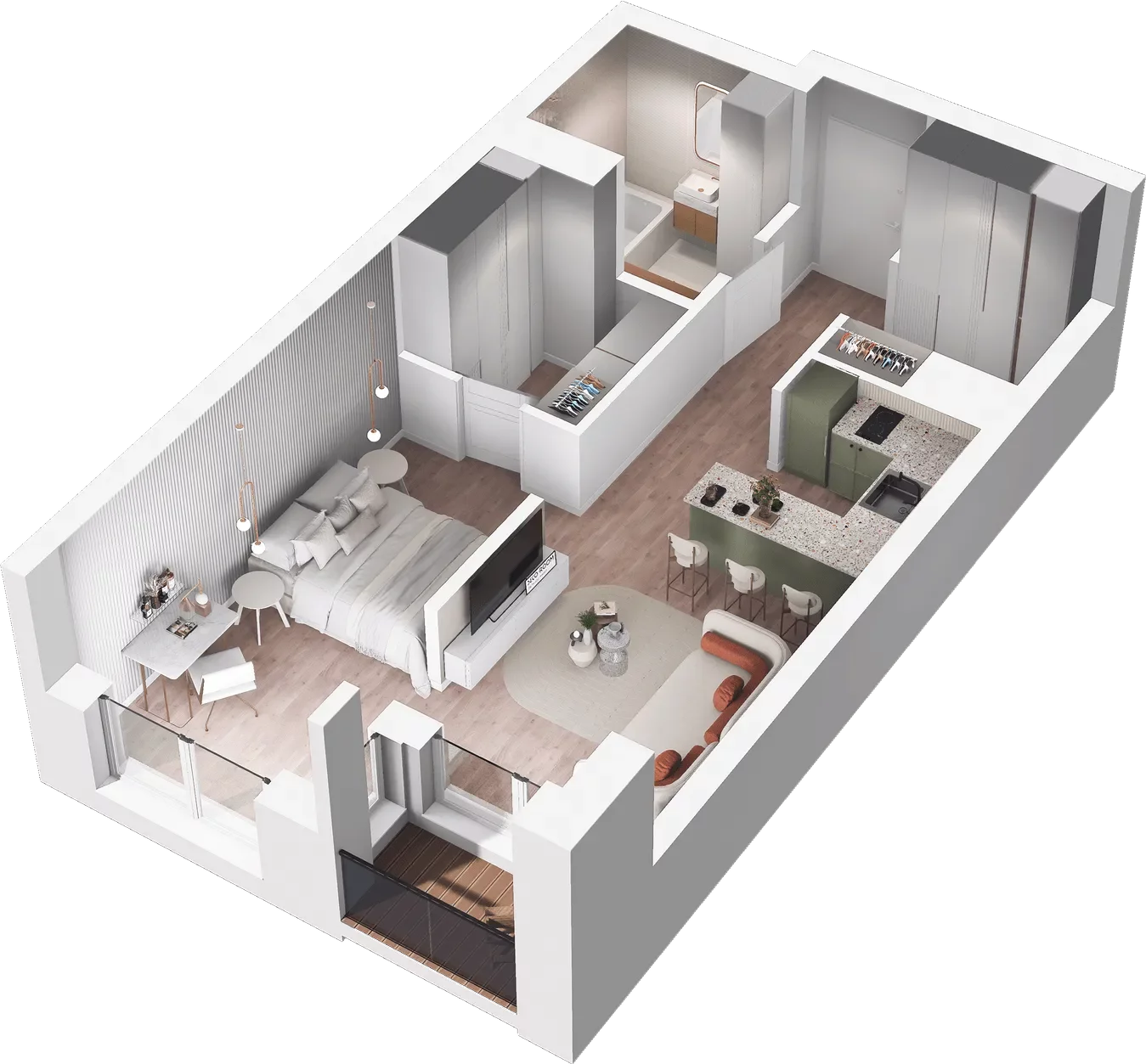 1 pokój, mieszkanie 46,65 m², piętro 2, oferta nr A/9, Midori House, Wrocław, Przedmieście Oławskie, ul. Szybka 9
